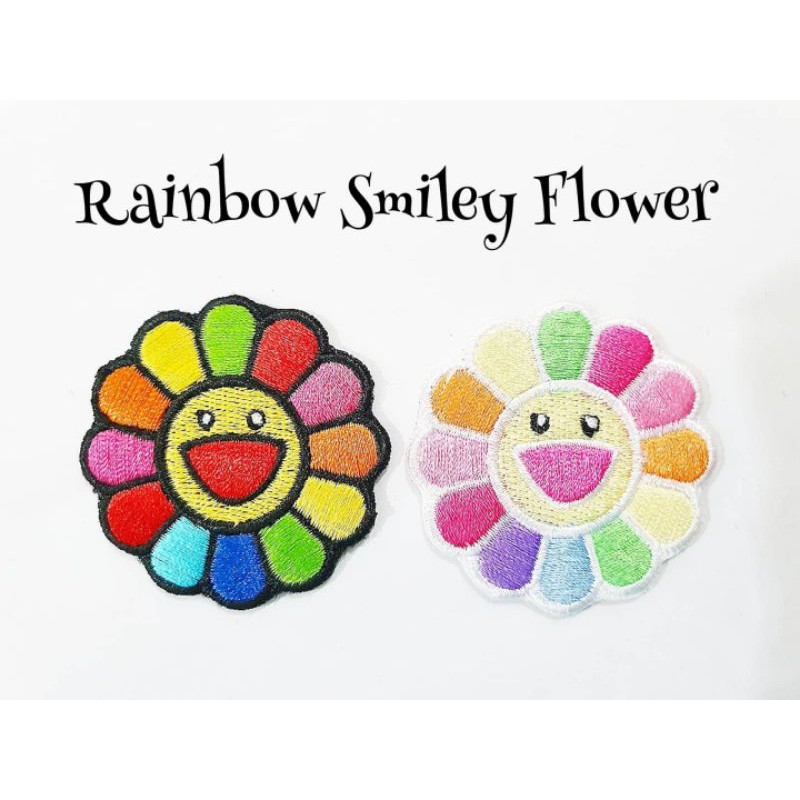 Patch Rainbow Smiley Flower