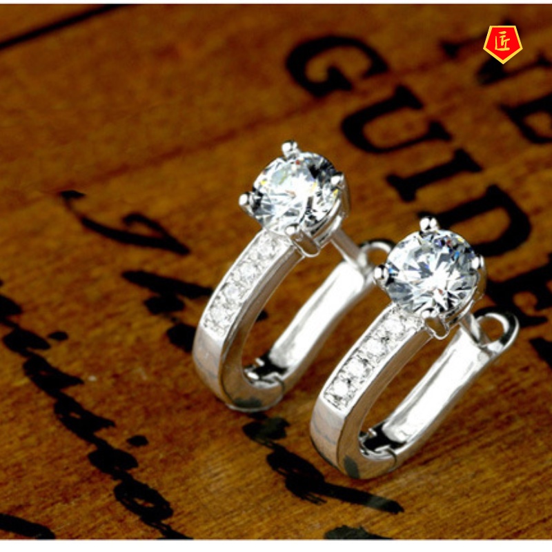 [Ready Stock]Creative Fashion Diamond Silver Ear Clip Stud Earrings