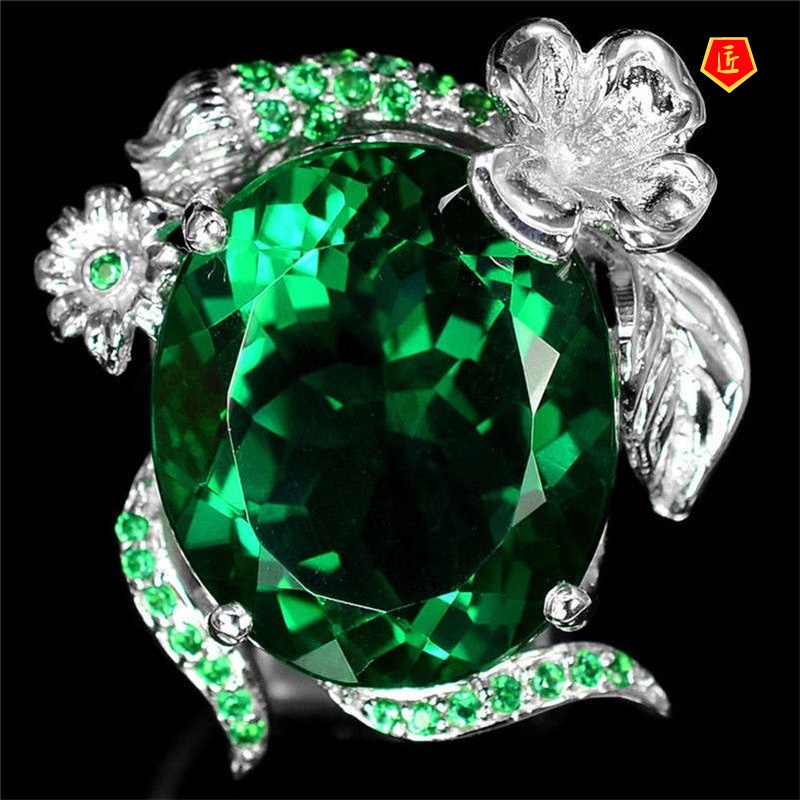 [Ready Stock]Inlaid Emerald Turtle-Shaped Ring Creative Graceful Personality