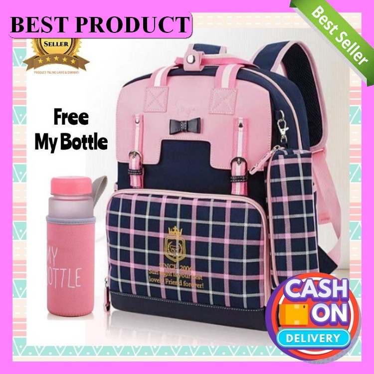 Tas Sd Smp Sma Wanita Anak Perempuan - Murah L5O8 Backpack Grosir Lv981 Wanita Set My Bottle Plus T 