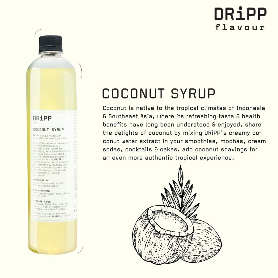 

DRiPP Coconut Syrup - Sirup Perisa Minuman Rasa Coconut untuk HORECA