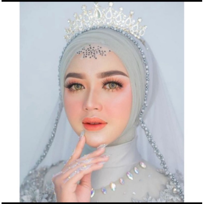 SELAYER PENGANTIN VAILE JILBAB PENGANTIN MUSLIM/Slayer akad/Slayer veil mutiara/Slayer pengantin/hijab pengantin elegan