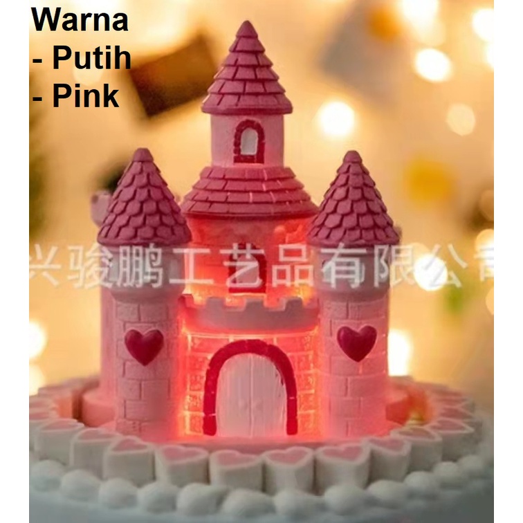 Cake Toper Topper Hiasan Kue Ultah Ulang Tahun Castle Istana Lampu