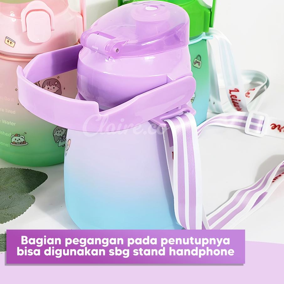 [⚡COD⚡]Botol air minum viral gradasi pelangi / Botol kekinian rainbow 1.3 liter / Botol gemoy banget