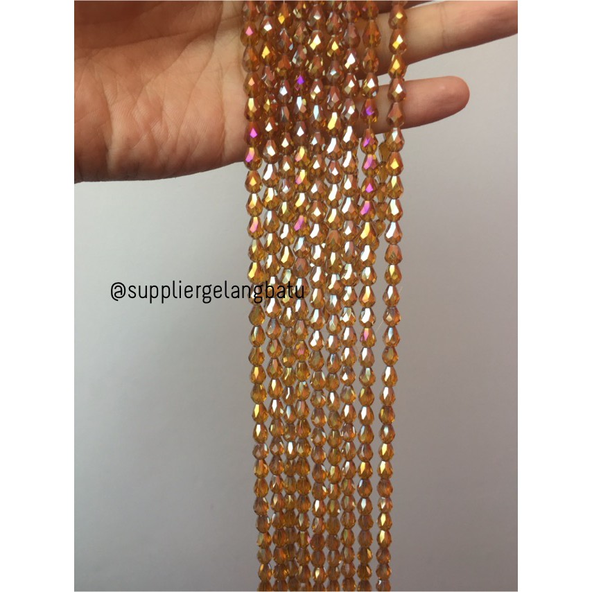 kristal Ceko tetes 10 x 6mm GOLD CHAMPAGNE crystal bross PREMIUM aksesoris fashion craft trending