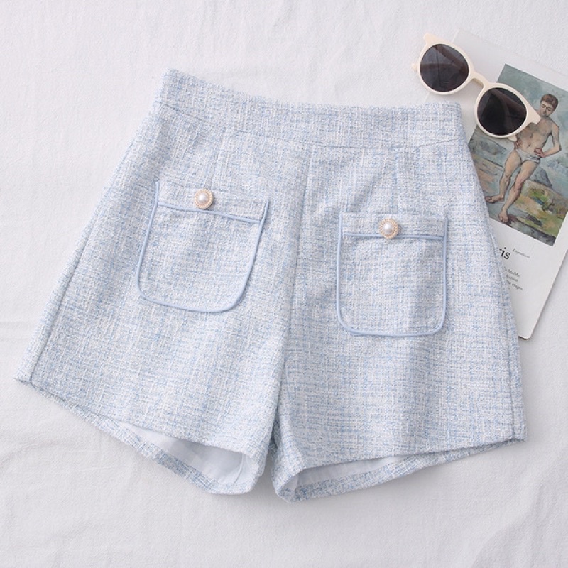 CELANA PENDEK SHORT PANTS HIGHWAIST TWEED MX873