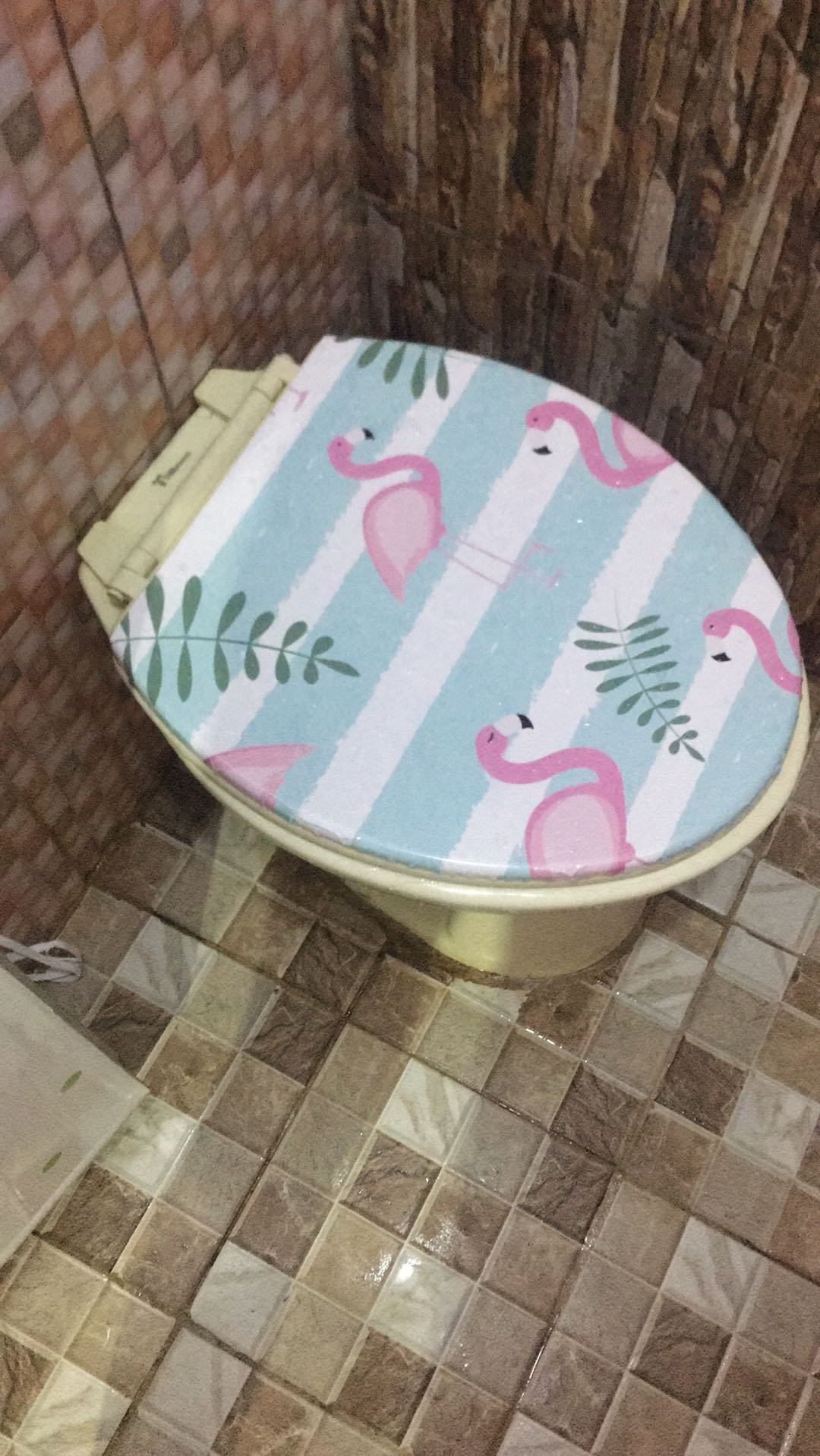Stiker Tutup Kloset Motif Flamingo Series/ Sticker Tutup Closet Flamingo Series