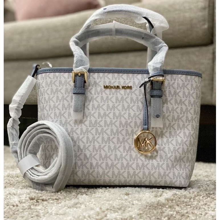 MICHAEL KORS JET SET TRAVEL EXTRA SMALL XS SMALL CROSSBODY SIGNATURE VANILLA