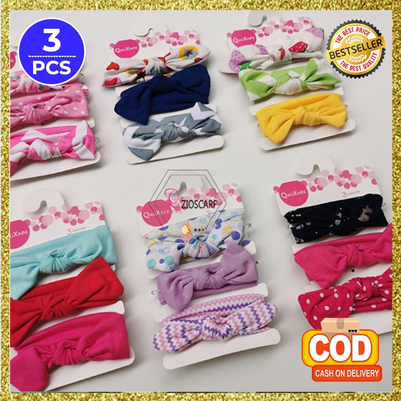 BANDANA BAYI ANAK PEREMPUAN SET 3in1 HEADBAND BABY BANDO FASHION KOREA LUCU IMPORT AK35