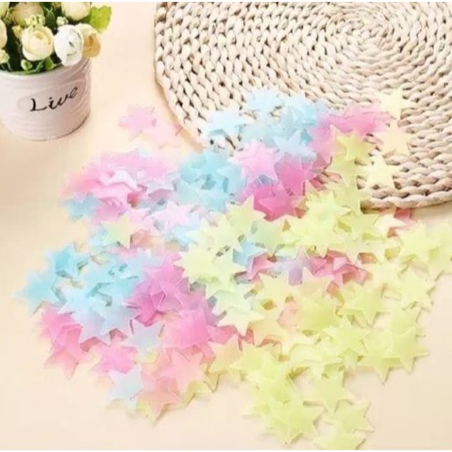 Stiker star dinding / glow in the dark isi 100pcs