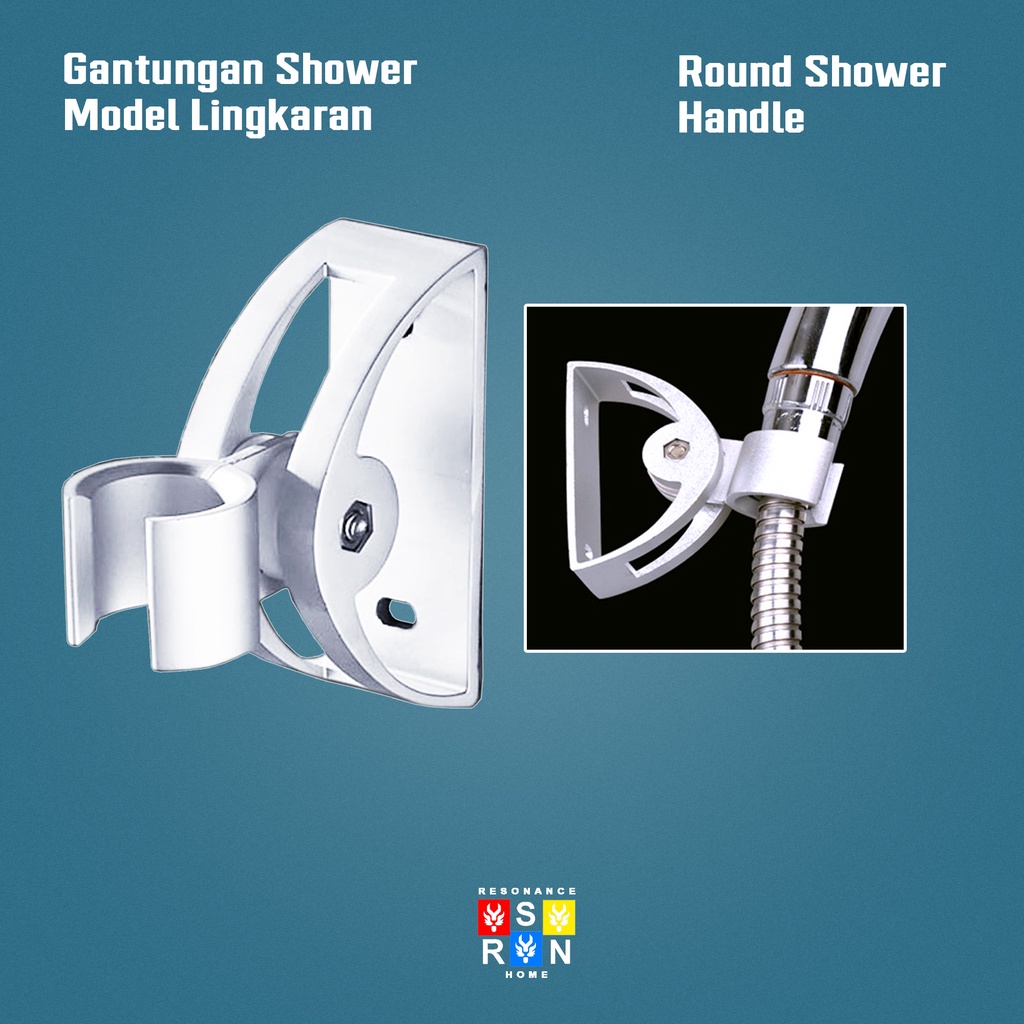 Hand Shower Gantungan Kepala Alumunium Model Semi Lingkaran Shower Bath Tiang Hand Shower Resonance Home