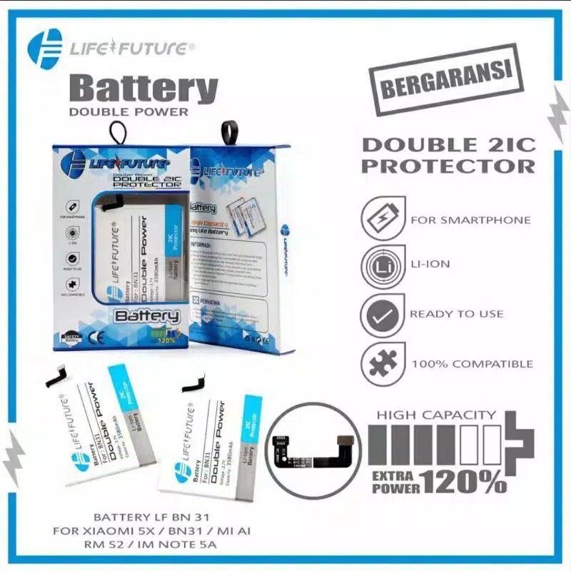 BATERAI BATRE BATTERY LIFE FUTURE BN31 FOR XIAOMI 5X MIA1