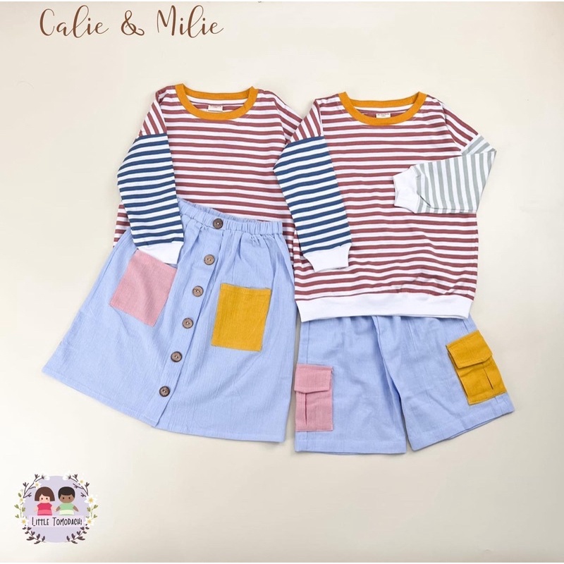 CALIE DAN MILIE SET / SETELAN COUPLE ROK / SETELAN KAOS CEWEK ROK PANJANG / SETELAN KAOS COWOK CELAN