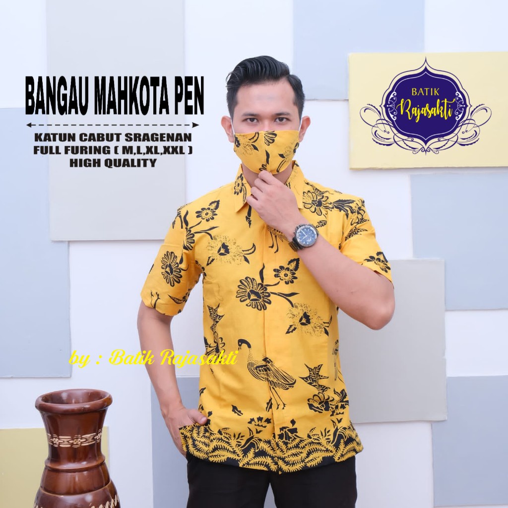 BANGAU MAHKOTA Atasan Kemeja Batik Pria Lapis Furing PREMIUM Lengan Panjang Pendek Batik Solo perwira mahesa jayanegara proboseto kuning rajasakti ASMARA aljaya kencono ungu dewawangsa sedjiwo permata biru peksi seling arieswara PRASTOWO