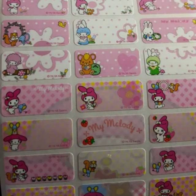 

LABEL PREMIUM ORI KITTY MELODY label nama tahan air sanrio