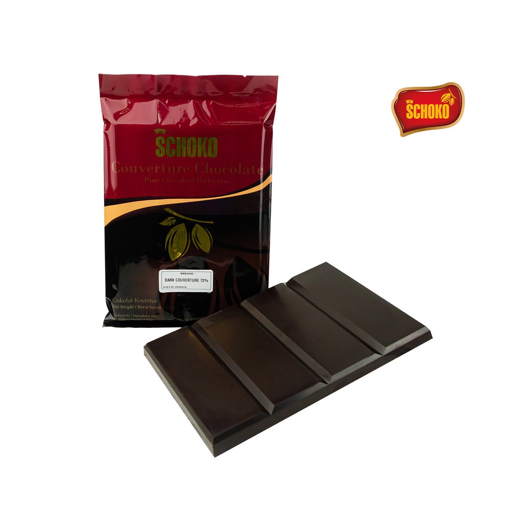 

Dark Chocolate Couverture SCHOKO 72% 1 Kg / Easy Melt Dark Chocolate / Cokelat Blok / Cokelat Batang