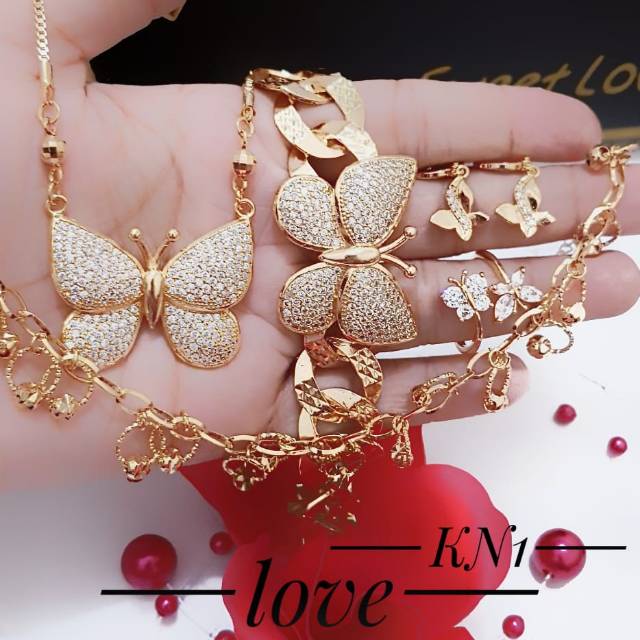 Perhiasan kupu mewah full set