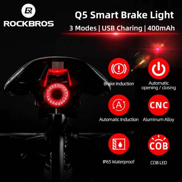 ROCKBROS Q5 TL907Q51 Lampu Sepeda Smart Taillight Rechargeable