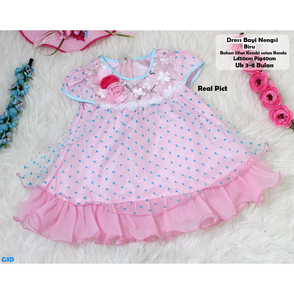 Dress Bayi Nengsi/Dress Princess/ Dress Cantik Murah/ Baju Import Anak/ Pakaian Anak Polkadot