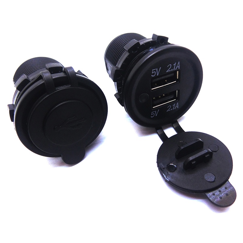 {LUCKID}Dual 2 USB outlet 1A &amp; 2.1A port socket charger for car boat motorcycle 12 volt