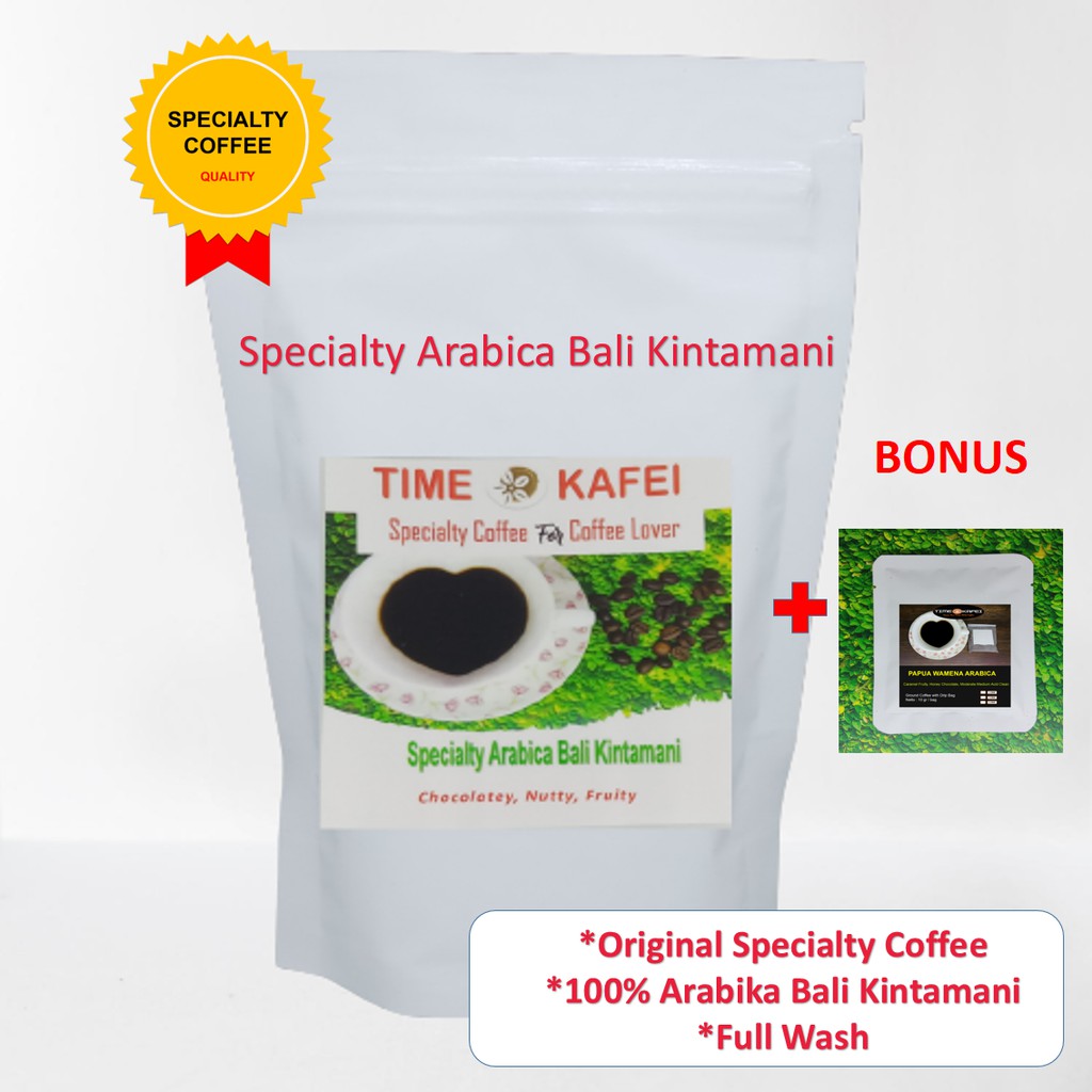 

KOPI BALI KINTAMANI ARABIKA SPECIALTY GRADE 1 FULL WASH 200g BIJI/GILING MEDIUM +BONUS SPECIALTY 10g
