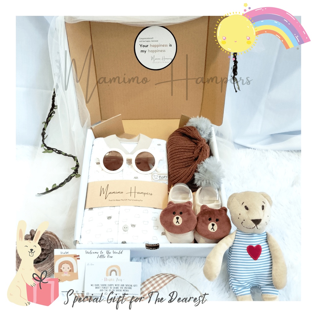 Hampers Baby Premium Series Sleepsuit Fluffy &amp; Gorillux| Newborn Gift Set | Kado bayi - By Mamimohampers