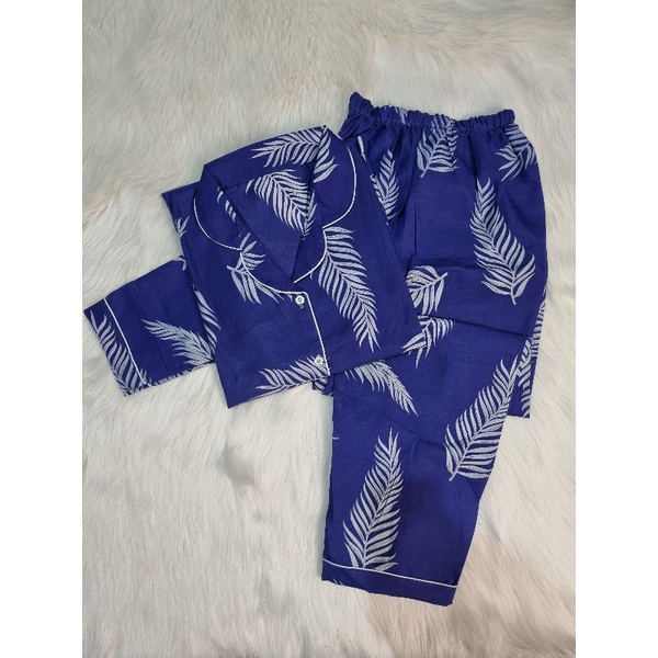 Baju Tidur Piyama Wanita Cewek Pajamas Katun Motif PP-PP MOCCA NAVY