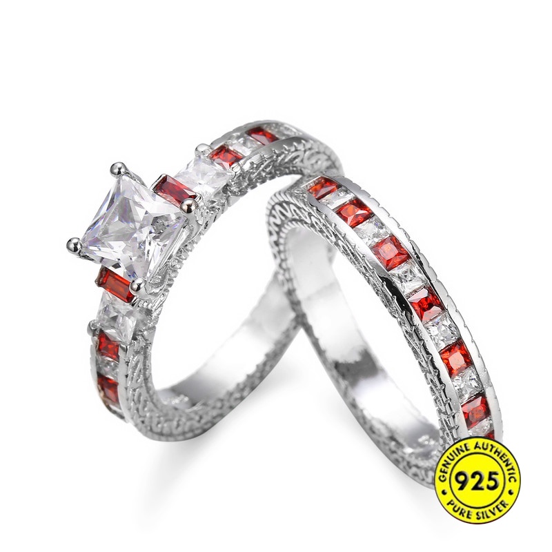 925 Silver Accessories Ring Set Ring Female Inlaid Moissanite