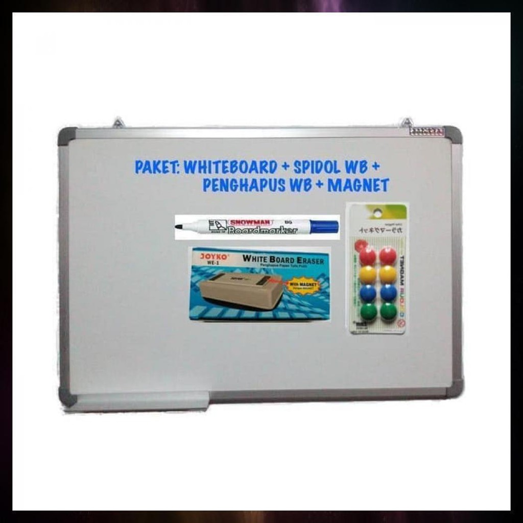 

Paket Whiteboard Magnetic 40X60 + Spidol Wb + Penghapus Wb + Magnet