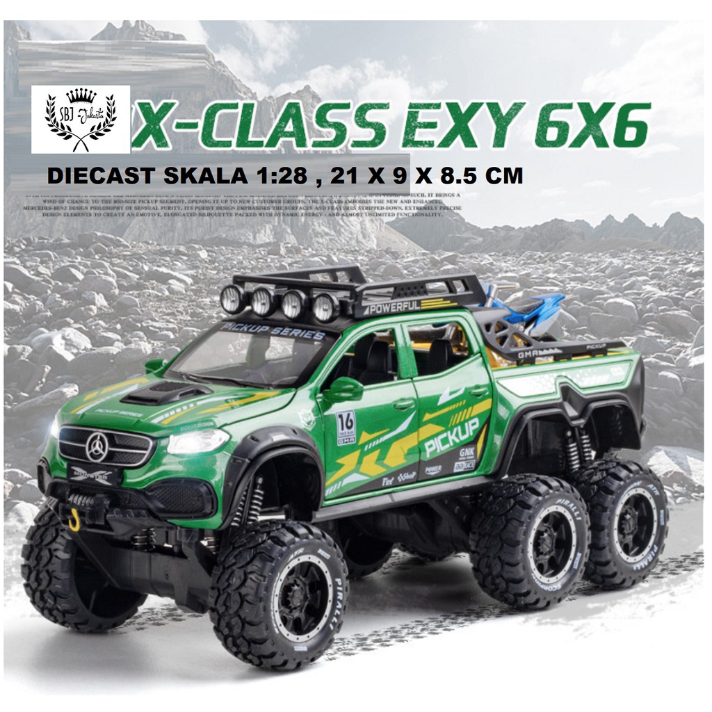 Diecast mobil X-CLASS 6X6 MERCEDES MONSTER X Metal Series Skala 1:28