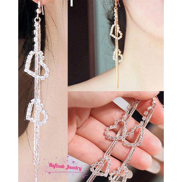 Anting Fashion  Punk Emas Perak Panjang Anting kupu-kupu Hook | Anting Rumbai Panjang Pengantin