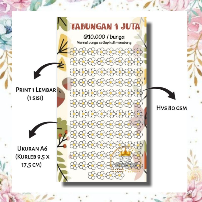 Tabungan 1 Juta | Isi Kertas Binder A6
