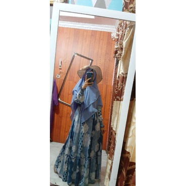 set gamis original warna denim