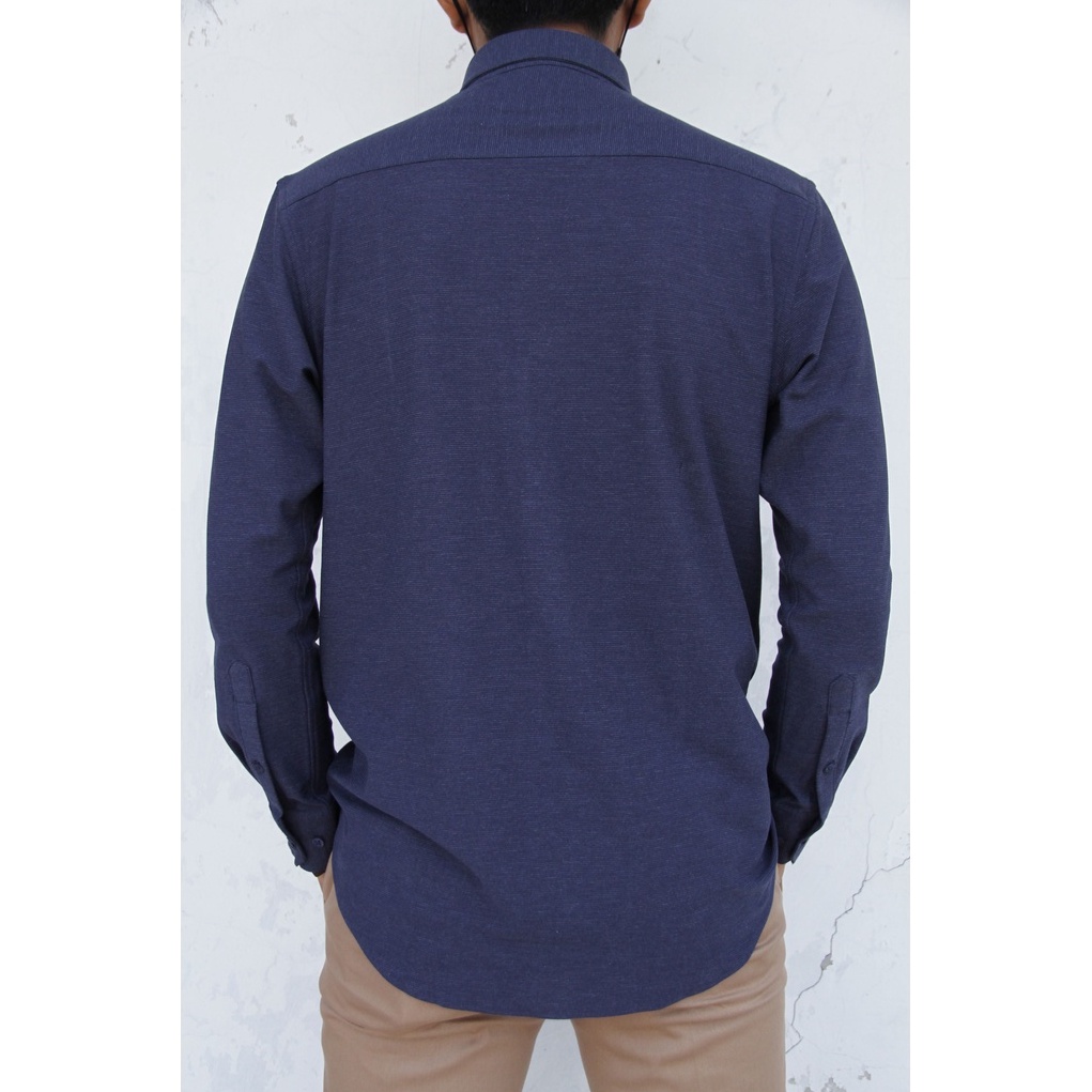 Kemeja Kerja Pria Formal STANLEY ADAMS Reguler Fit Biru Navy Lengan Panjang | Eazy Move | Hem Pria