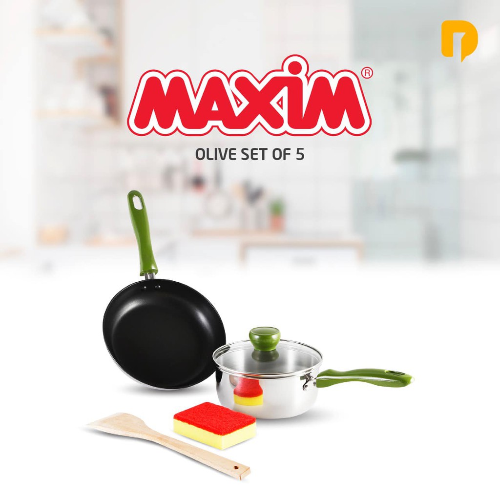 Panci Set Maxim Olive 5 pcs Teflon Anti Lengket