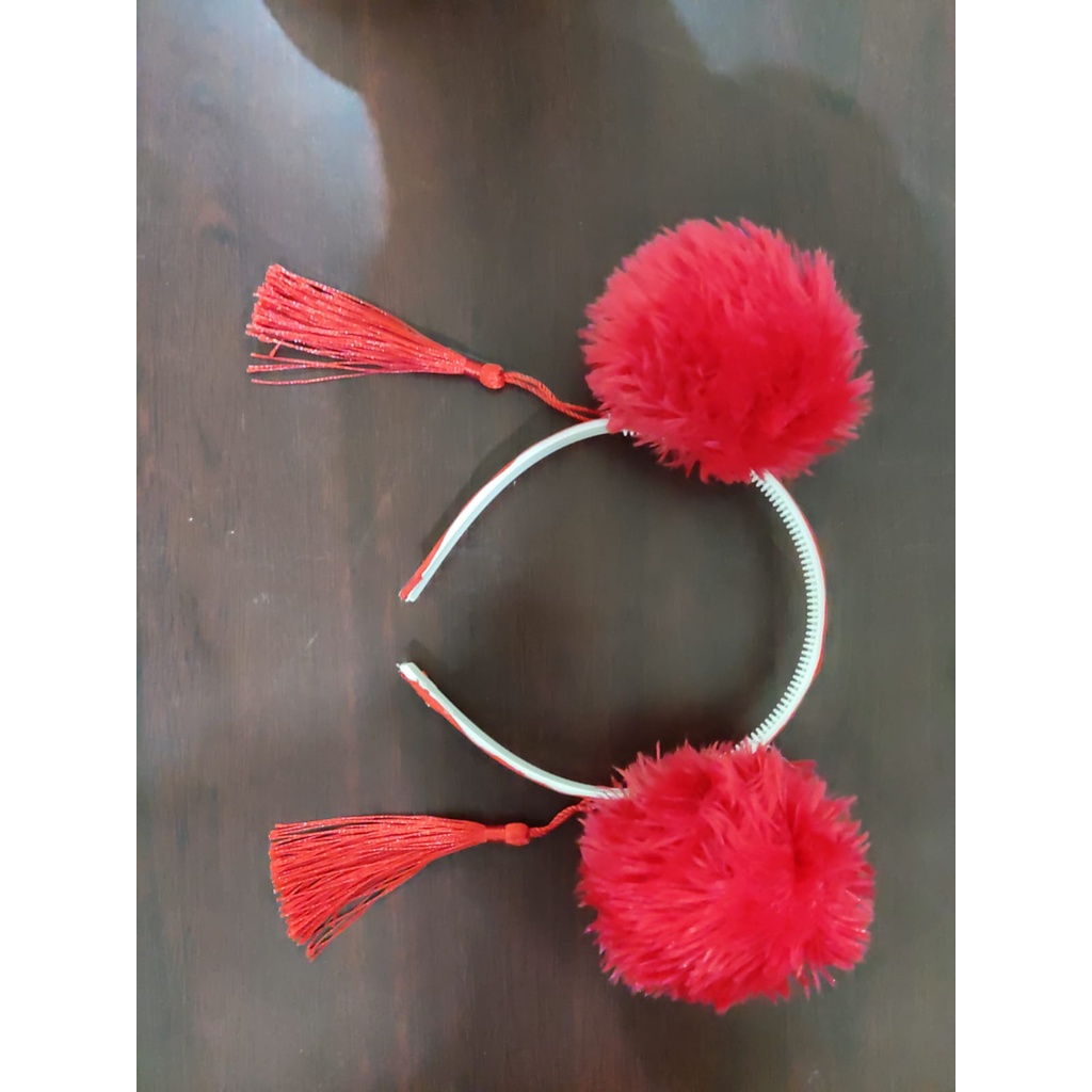 bando imlek merah Chinese new year red tassel pompom