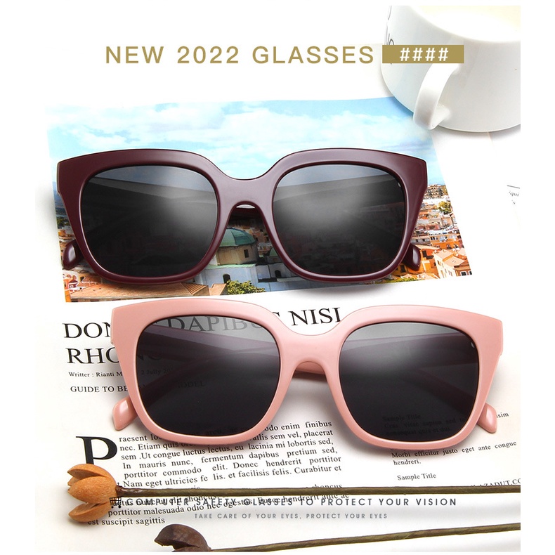 Rose pink 2022 Kacamata Hitam Wanita Model Kotak frame Besar Proteksi UV