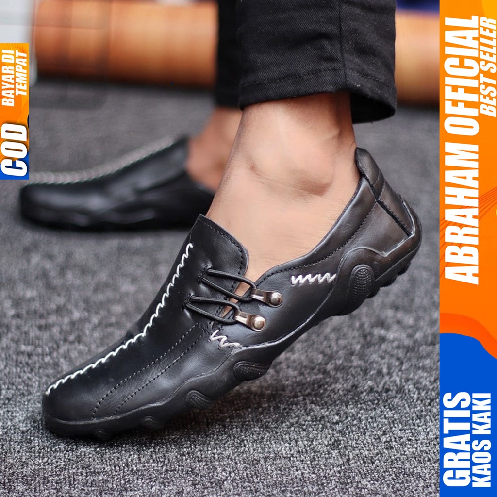 Abraham Knit - Sepatu Formal Pria Pantofel Kulit Asli