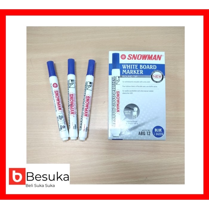 

Terlaris Spidol Snowman White Board Marker Abg-12 (Blue) Berkualitas