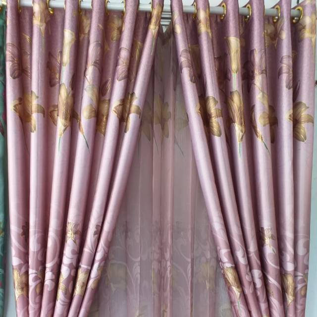 GORDEN Minimalis PRINTING EMAS ANGGREK TULIP COKLAT TUA dgn VITRASE