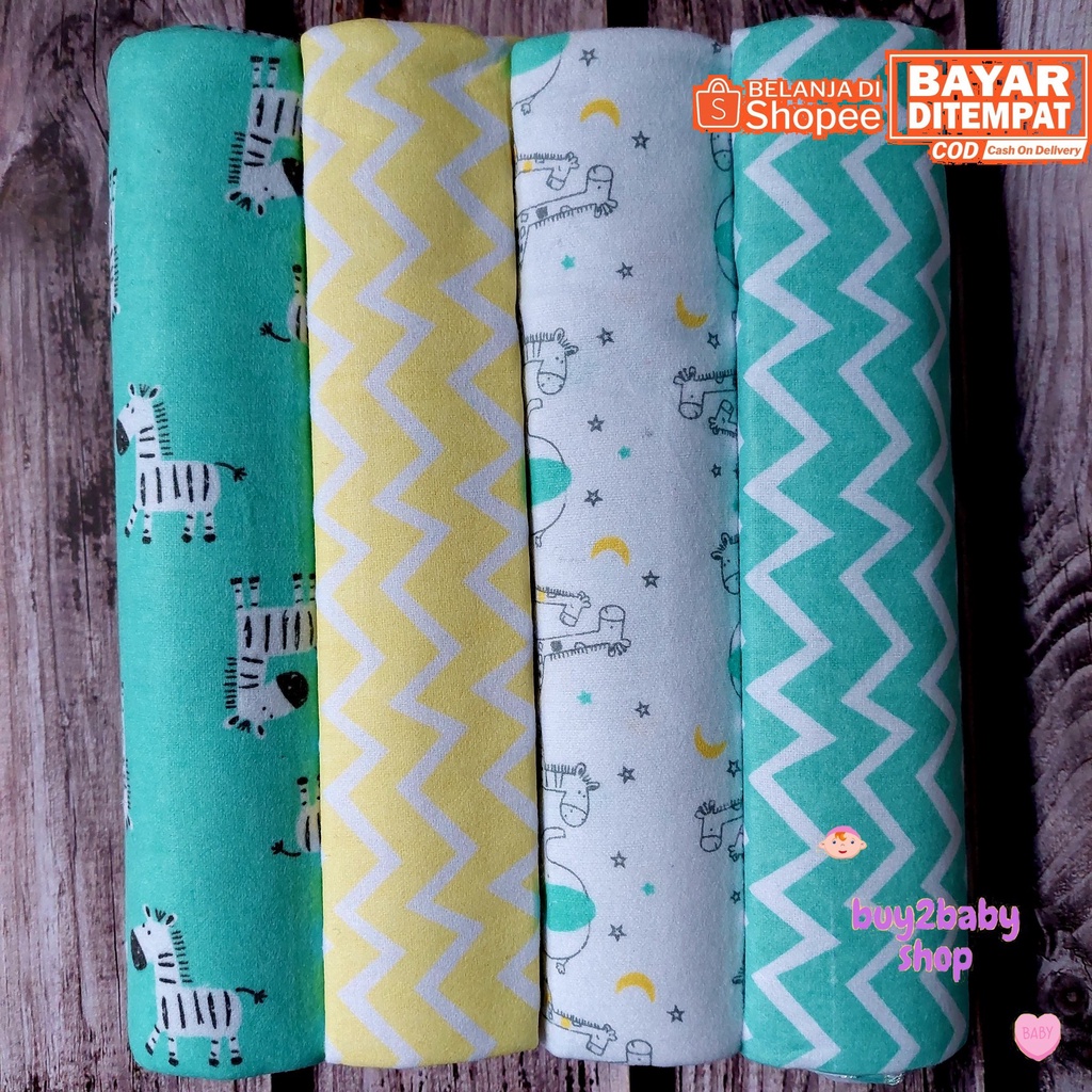 Bedong bayi Carter bahan flanel motif boy &amp; girl 4 PCS