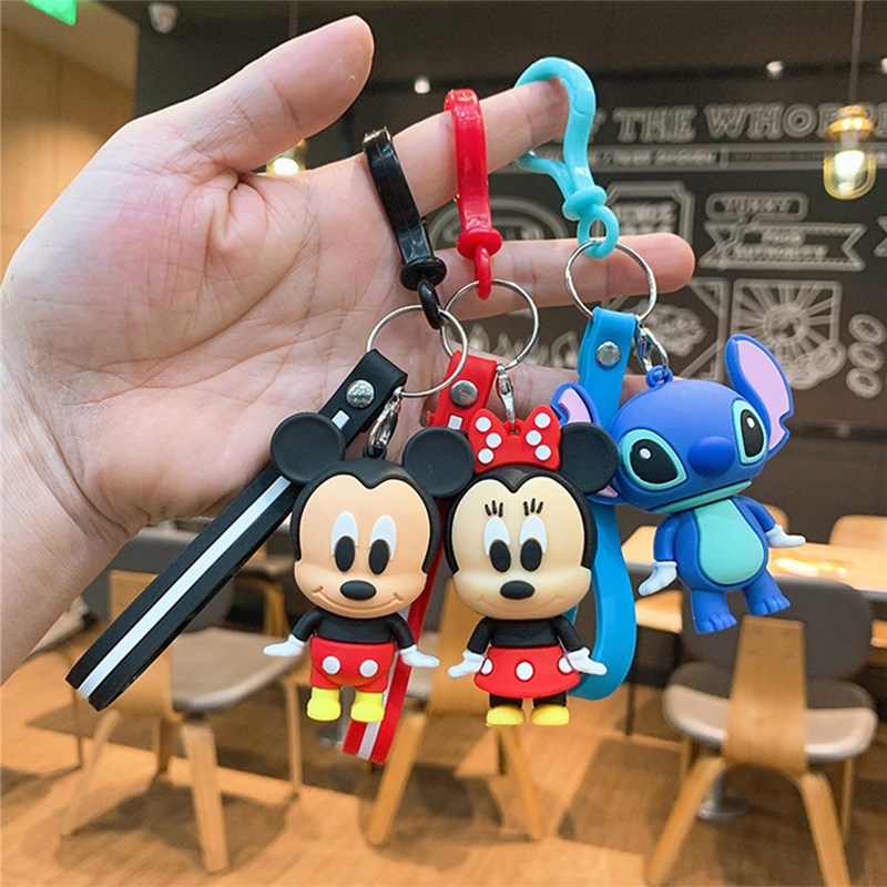 TK Fashion Creative Mickey Donald Duck Resin Keychain Wennie The Pooh Stitch Action Figure Keychain Figure Doll Toys