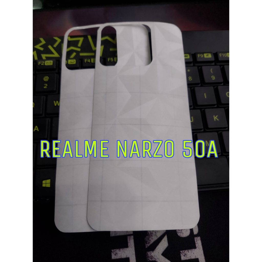 Skin Carbon Realme Narzo 50A Back Skin Diamond Carbon Fiber Pelindung Belakang Handphone