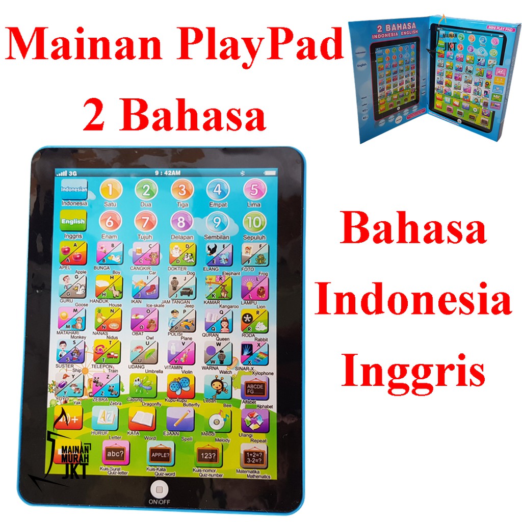 MAINANKEI MAINAN ANAK EDUKASI MINI PLAYPAD 2 BAHASA MAINAN TABLET NO.388-6