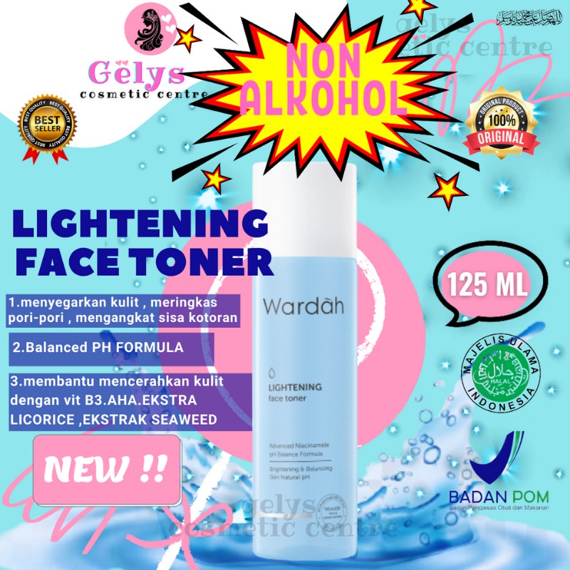 WARDAH  TONER PEMUTIH WARDAH LIGHTENING PERAWATAN WAJAH PEMBERSIH GLOWING KOSMETIK GROSIR GELYS