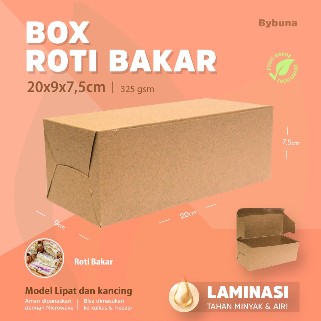 BOX ROTI BAKAR KRAFT LAMINASI KOTAK ROTI BAKAR KOTAK MAKAN