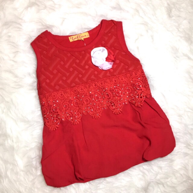 Atasan kaos / blouse merah natal anak perampuan import