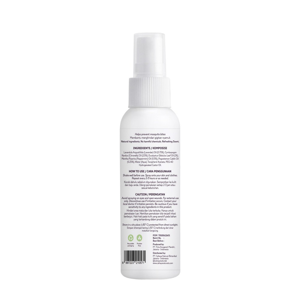 CAHAYA NATURALS MOZZY SPRAY 100ML PUTIH