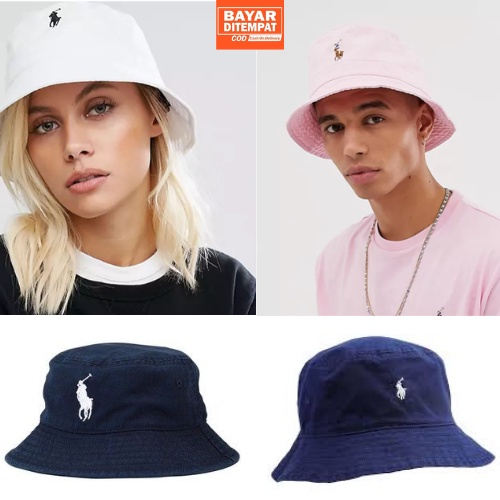 Bucket Hat Bordir Polo Ralph Lauren Unisex Remaja Dewasa Laki Perempuan