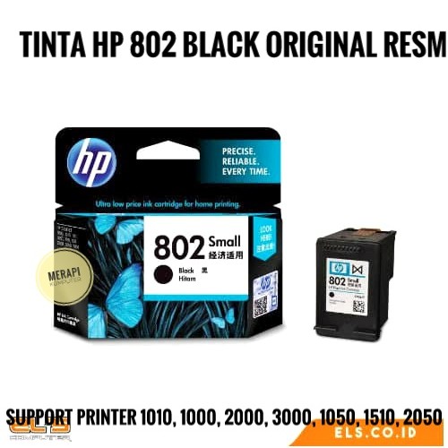 TINTA PRINTER HP 802 BLACK ORIGINAL RESMI/HP Deskjet 1010/HP Deskjet 1510 /HP Deskjet 2000 / HP Desk